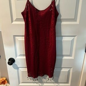 Vintage Brick Red Dress Size Small with Safety Pin Trim and Detail